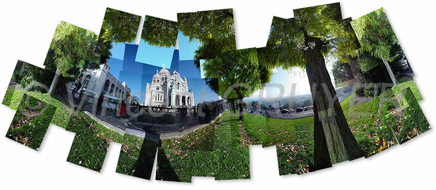 Photograph of the 2/2.34° - 48.89°/10.11.2003/12H13 - 13H52 T.U. - Basilica of the Sacred Heart (Sacré-Coeur) - street Knight of the Bar - Montmartre - 75018 Paris - Island-of-France - France - Europe - Earth - Solar system - Milky Way - Pulling 1/100 - 82 cm X 36 cm - Price: 225 euros without framework